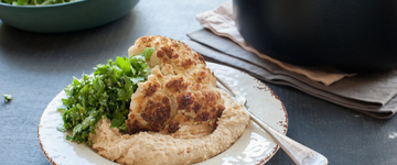 Whole Roast Cauliflower with Almond Tabbouleh