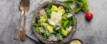 Green & Glowing Salad with Creamy Ginger Dressing