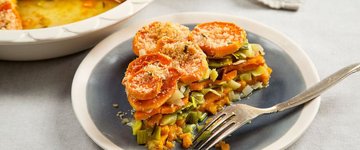 Baked Leek and Sweet Potato Gratin