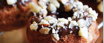 Banana Walnut Mini Donut with Dark Chocolate Glaze
