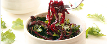 Roasted Beet Noodles with Pesto and Kale