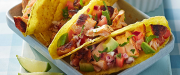 Spicy Salmon Tacos with Avocado and Tomato