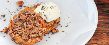 Pecan Crusted Sweet Potato with Sour Cream