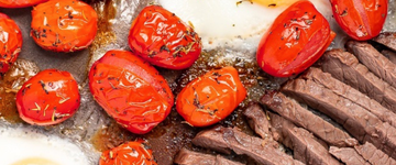 Sheet Pan Steak & Eggs with Tomatoes