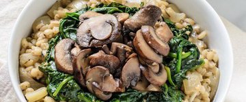 Creamy Barley Risotto with Mushrooms and Spinach