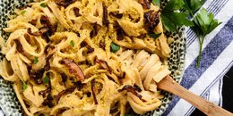 Creamy Vegan Carbonara with Shiitake Bacon