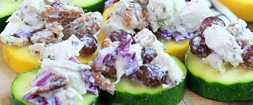 Rosemary Pecan Chicken Salad on Zucchini Chips