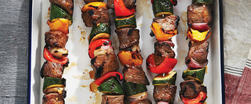 Grilled Glazed Beef & Veggie Kebabs