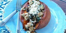 Chicken, Spinach, Mushroom, and Feta Stuffed Sweet