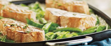 Salmon with Sugar Snap Peas and Basmati Rice