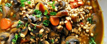 Vegan Roasted Garlic Mushroom and Barley Stew