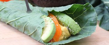 Cilantro Lime Hummus in Collard Leaf with Avocado