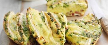 Bacon & brie omelette wedges with summer salad