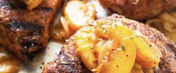 BBQ rubbed Pork Chops and Peaches