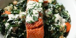 Salmon and Quinoa Bowl with Tahini Dressing