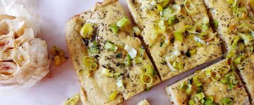 Leek and Roasted Garlic Focaccia Bread