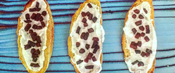 White Bean Crostini Toast with Roasted Beet Bits