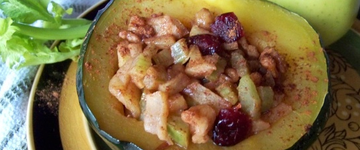Apple-Stuffed Acorn Squash Microwave Style