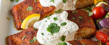 Tandoori-Spiced Salmon w/ Cucumber Yogurt Sauce