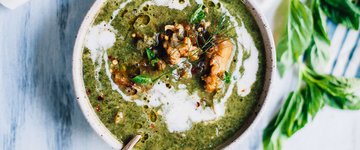 Vegan Nettles Soup with Kale & Cauliflower