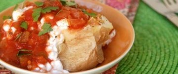 Salsa and Cottage Cheese Baked Potato