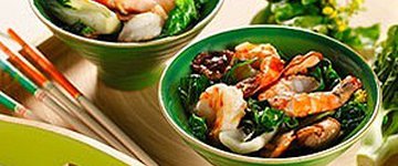 Stir-Fried Bok Choy with Jumbo Prawns