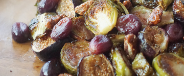 Balsamic Roasted Brussel Sprouts with Grapes & Fig