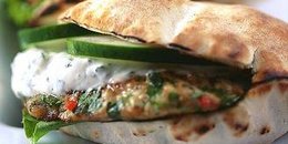 Mini Chicken Burgers with Mint Greek Yogurt