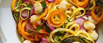 Vietnamese Spiralized Sesame Noodles with Scallops
