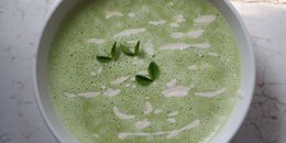 Pea Soup Topped with Cashew Cream