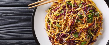 Curry Noodles with Broccoli Rabe & Purple Cabbage