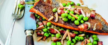 Panfried Trout with Braised Peas