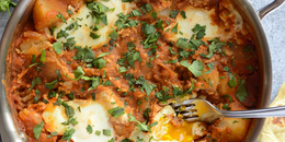 Curried Potatoes with Poached Eggs