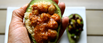 Chickpea Masala Quinoa Stuffed Avocado