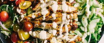 Chicken Shawarma Salad with Tahini Dressing