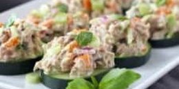 Cashew Tuna Salad Cucumber Bites- Paleo