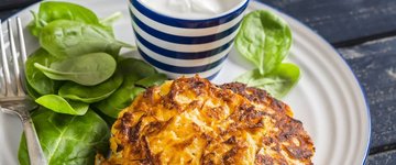 Sweet Potato Pancakes with Curried Yogurt