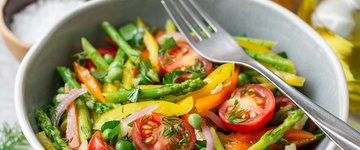 Asparagus, Peas, and Tomatoes