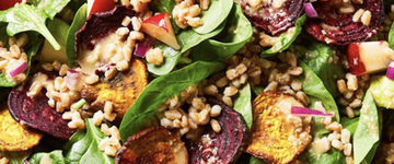 Farro and Spinach Salad with Air-Fried Beets