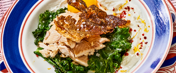Rainbow Trout with Garlicky Yogurt & Kale