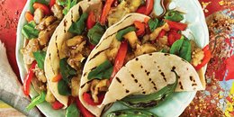 Roasted Red Pepper and Eggplant Tacos