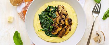 Creamy Vegan Polenta with Mushrooms and Beans