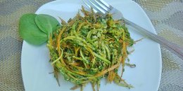 Carrot and Zucchini “Spaghetti” with Spinach Pesto