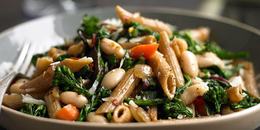 Penne with Garlicky Mixed Greens and Beans 