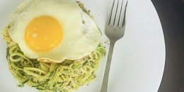 Pesto Zucchini Noodles with Fried Egg