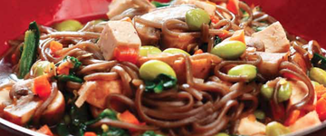 Soba Noodles with Mushroom, Spinach & Tofu