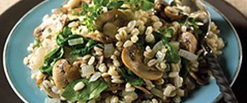 Spinach and Mushroom Barley Pilaf 