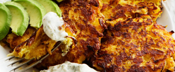 Rutabaga Fritters with Avocado 