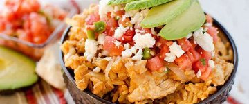 Light Crock Pot Fiesta Chicken & Rice Bowls