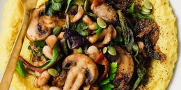 Creamy Vegan Polenta with Mushrooms and Beans